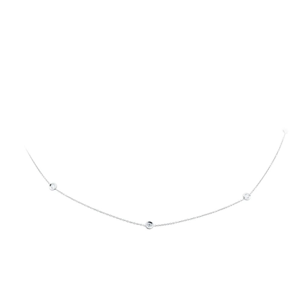 Roberto Coin Diamond By The Inch 18ct White Gold 0.35ct Diamond 7 Station Necklace