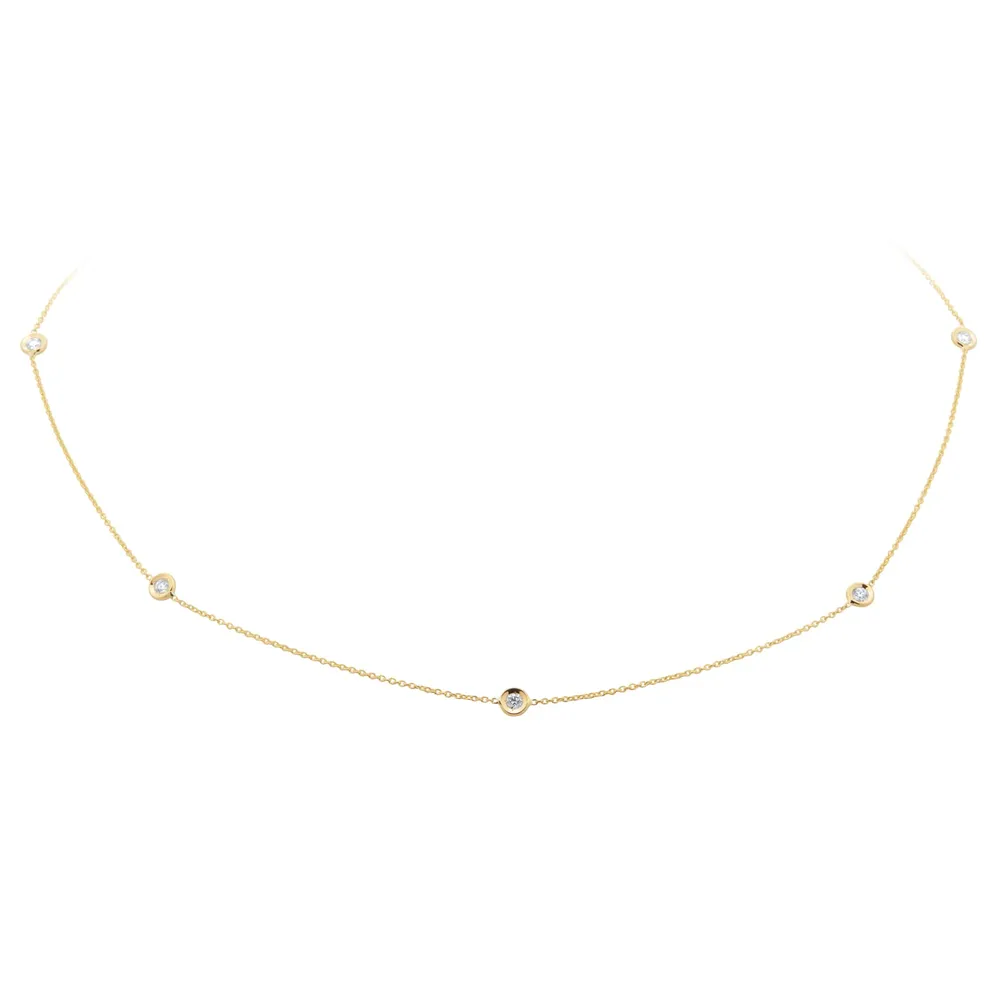 Roberto Coin Diamond By The Inch 18ct Yellow Gold 0.35ct Diamond 7 Station Necklace