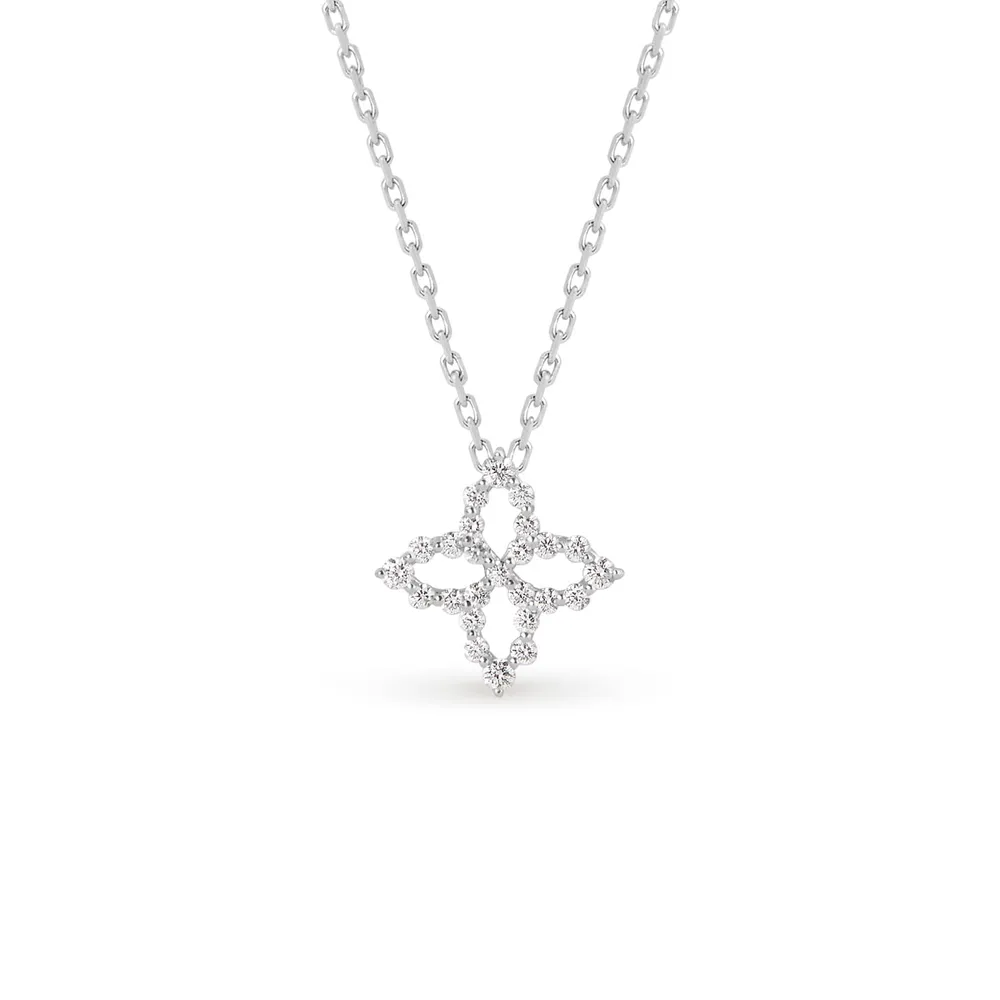 Roberto Coin Diamond Princess 18ct White Gold 0.16ct Diamond Pendant
