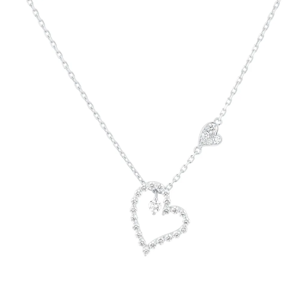 Roberto Coin Diamond Princess 18ct White Gold 0.43ct Diamond Heart Pendant Necklace