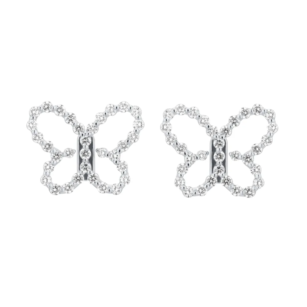 Roberto Coin Diamond Princess 18ct White Gold 0.56ct Diamond Butterfly Stud Earrings