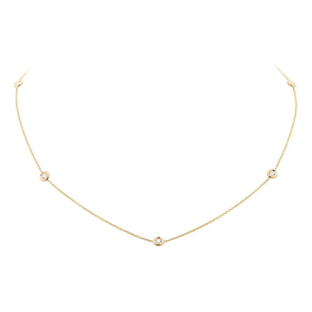 Roberto Coin Diamonds By The Inch 18ct Yellow Gold 0.25ct Diamond 5 Station Necklace
