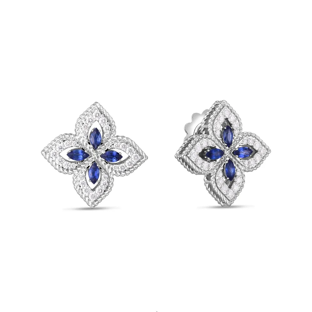 Roberto Coin Exclusive Venetian Princess 18ct White Gold 0.52ct Diamond & Sapphire Earrings