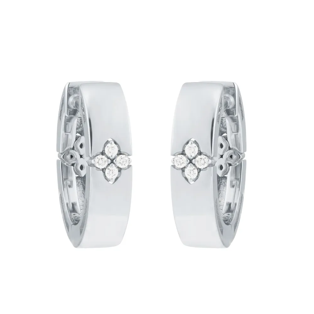 Roberto Coin Love In Verona 18ct White Gold 0.04ct Diamond Hoop Earrings