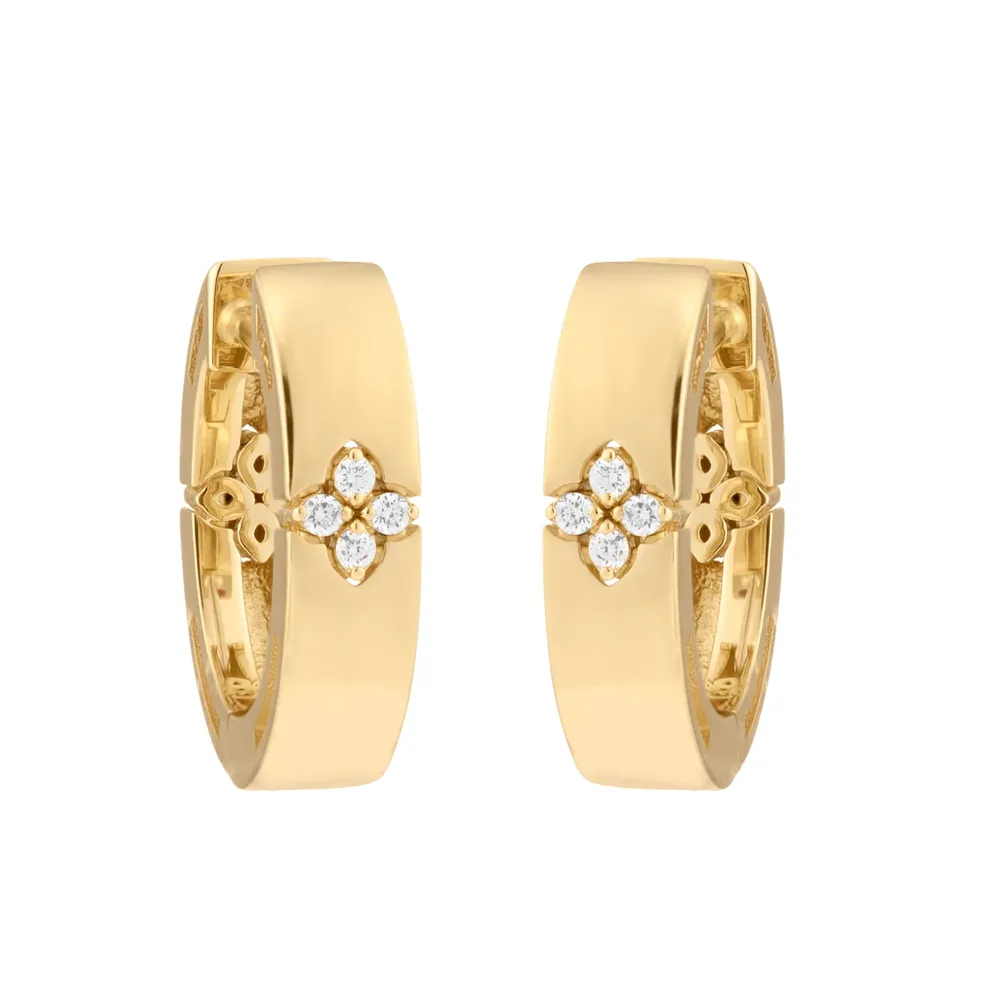 Roberto Coin Love In Verona 18ct Yellow Gold 0.04ct Diamond Hoop Earrings