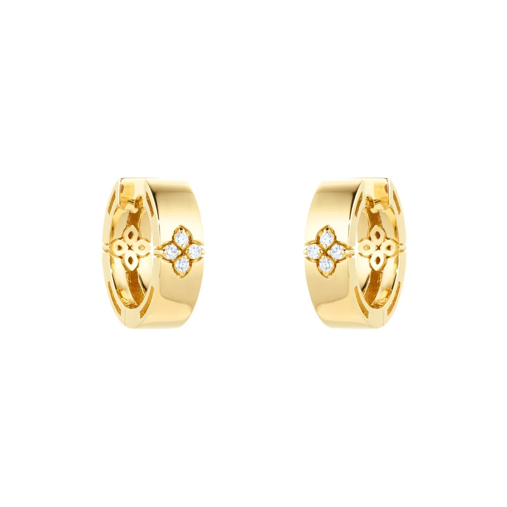 Roberto Coin Love In Verona 18ct Yellow Gold 0.07ct Diamond Hoop Earrings