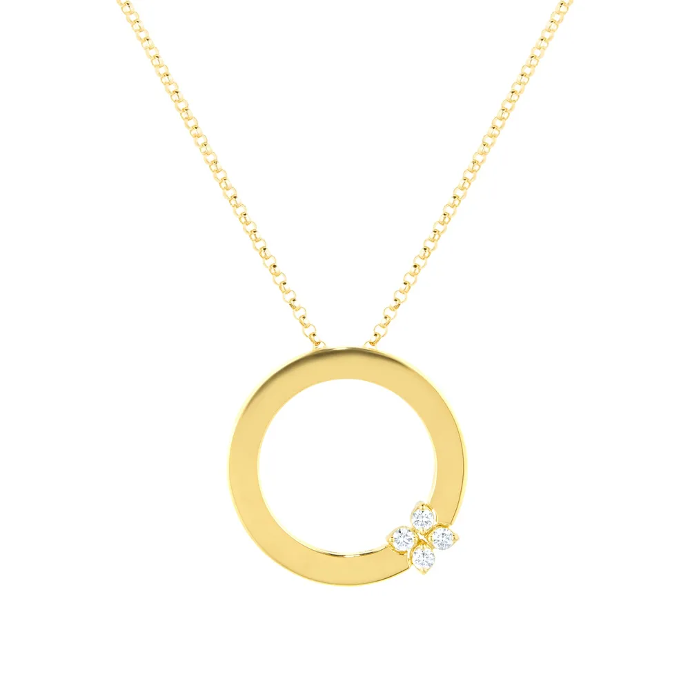 Roberto Coin Love in Verona 18ct Yellow Gold 0.10ct Diamond Pendant Necklace