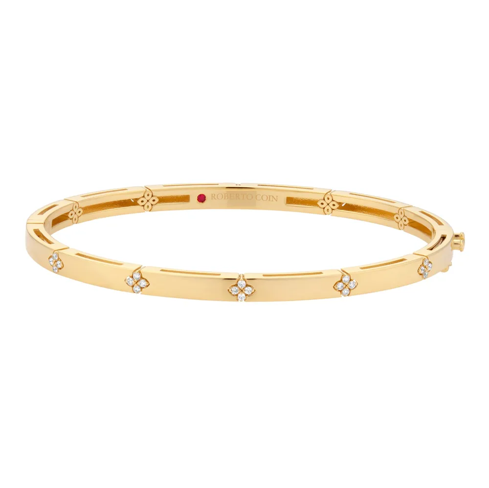 Roberto Coin Love In Verona 18ct Yellow Gold 0.11ct Diamond Bangle