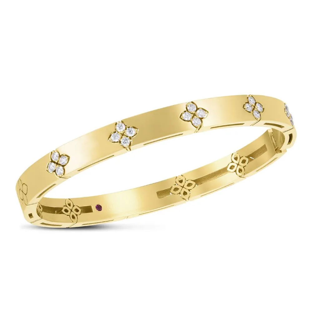 Roberto Coin Love In Verona 18ct Yellow Gold 0.48ct Diamond Bangle - Size Petite