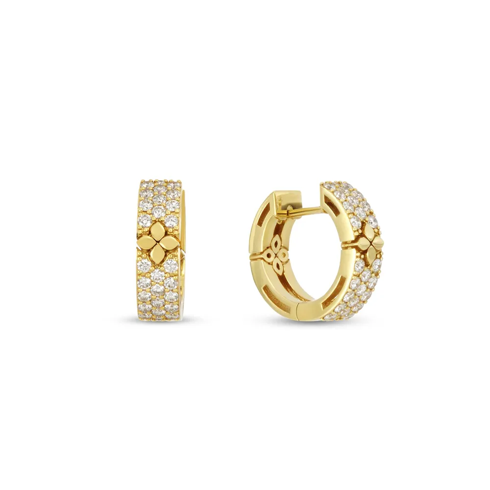 Roberto Coin Love In Verona 18ct Yellow Gold 0.70ct Diamond Hoop Earrings
