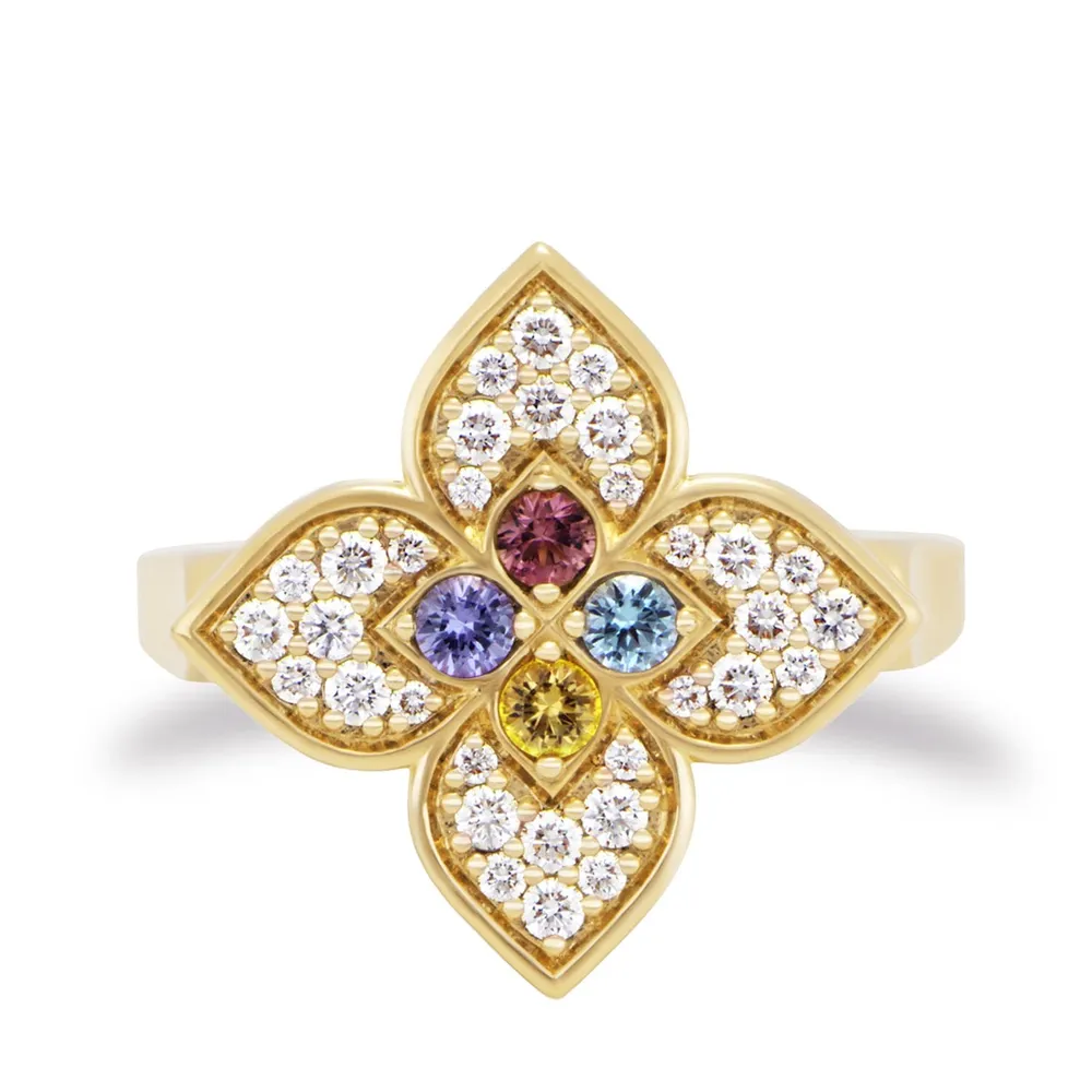 Roberto Coin Princess Carnival 18ct Yellow Gold Diamond & Mixed Gemstone Ring