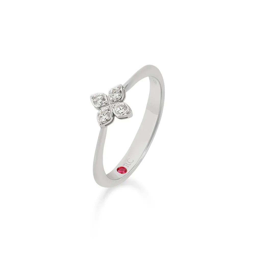 Roberto Coin Princess Flower 18ct White Gold 0.10ct Diamond Ring