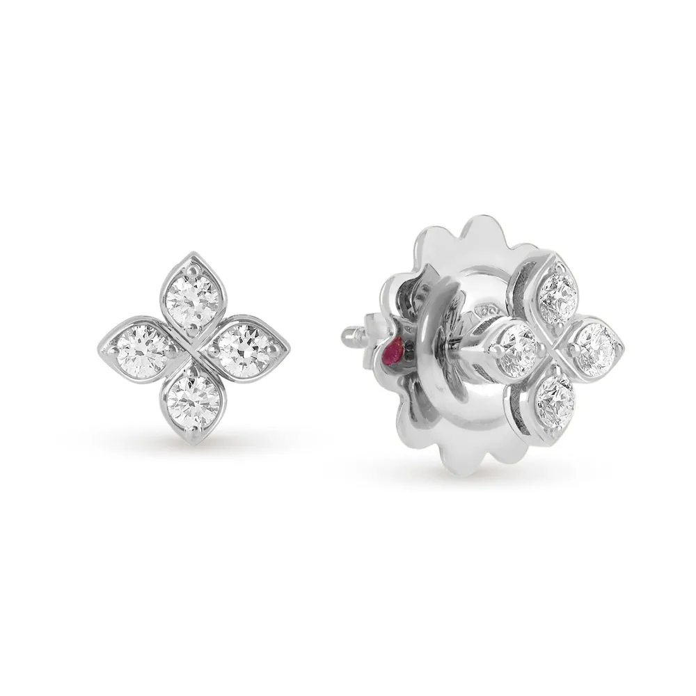 Roberto Coin Princess Flower 18ct White Gold 0.21ct Diamond Stud Earrings