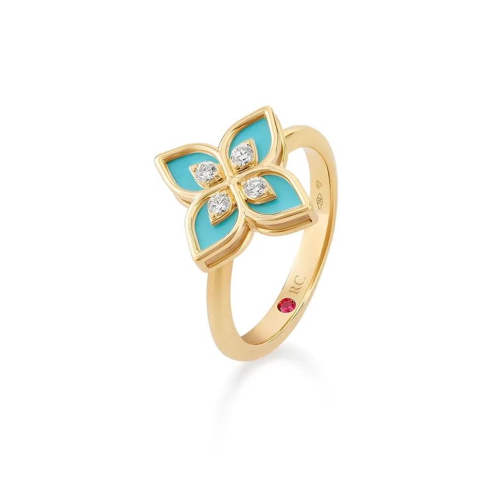Roberto Coin Princess Flower 18ct Yellow Gold 0.09ct Diamond Ring
