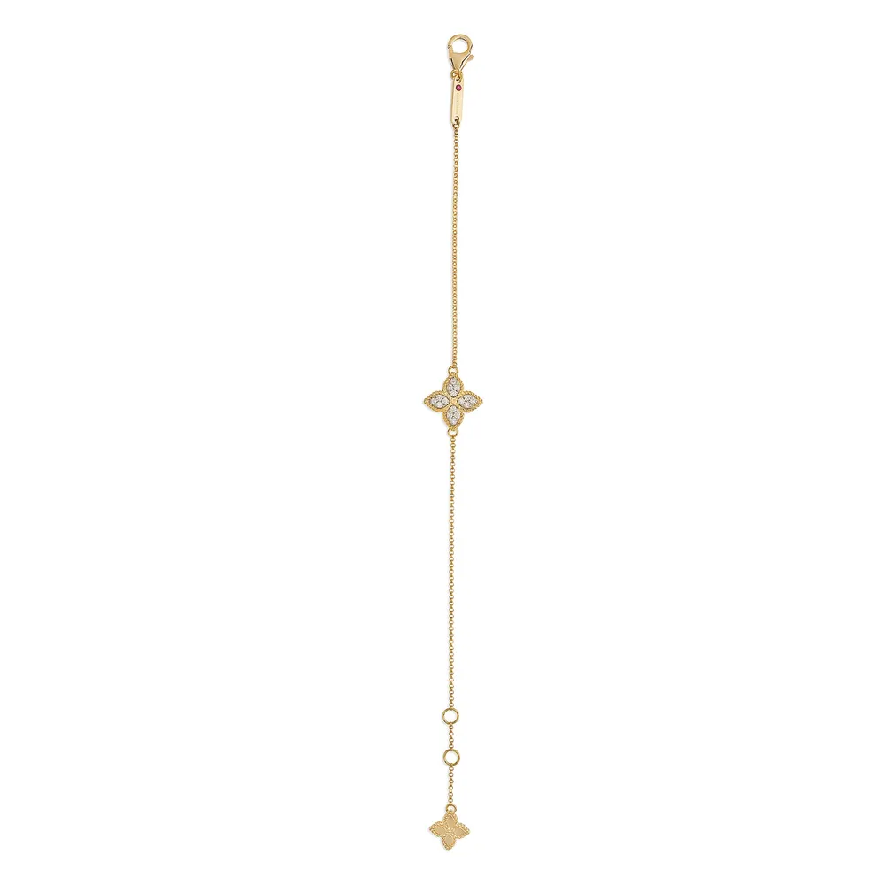 Roberto Coin Princess Flower 18ct Yellow Gold 0.18ct Diamond Bracelet