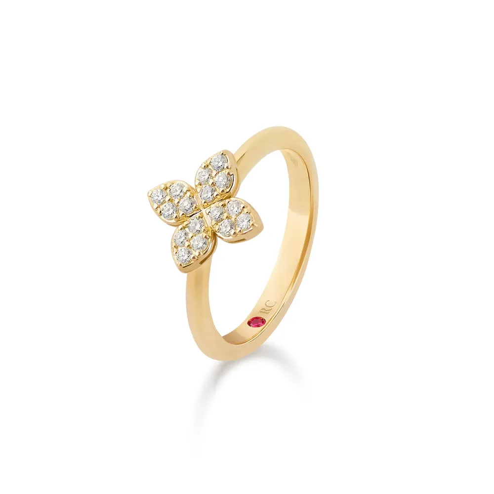 Roberto Coin Princess Flower 18ct Yellow Gold 0.20ct Diamond Ring