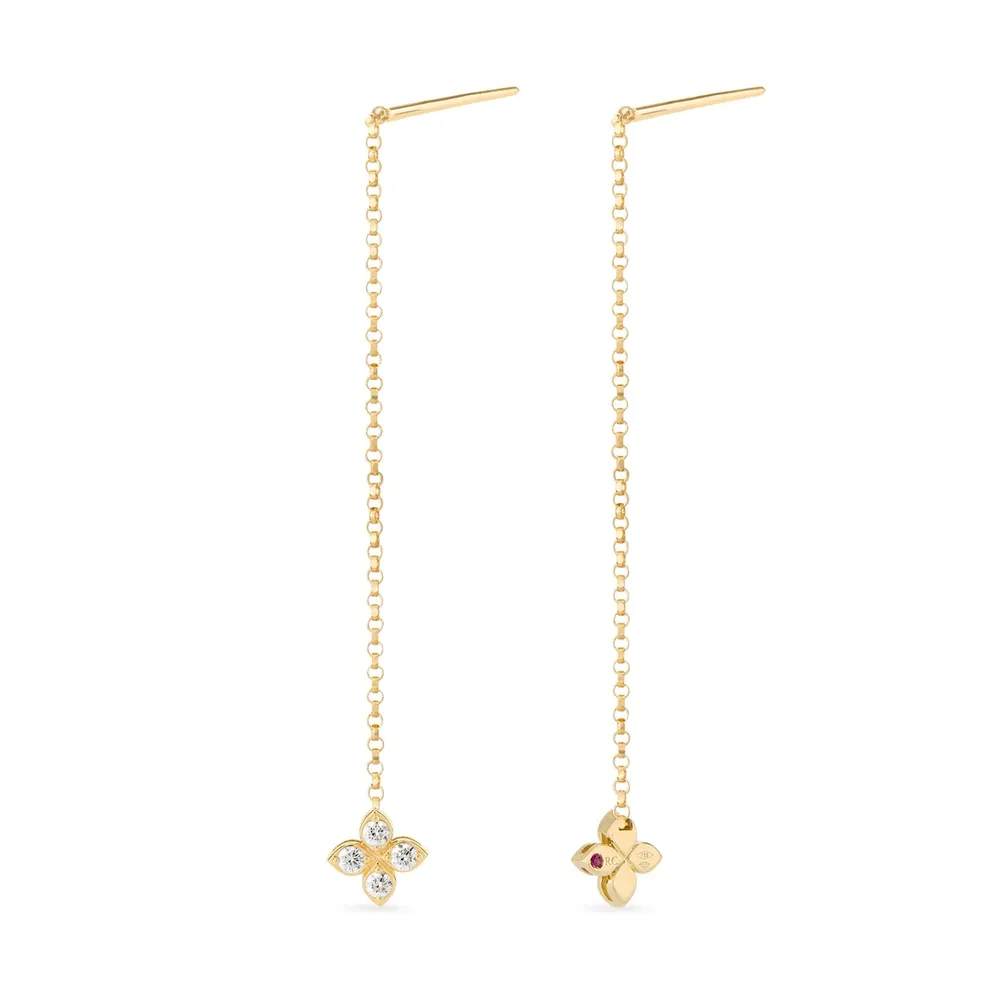 Roberto Coin Princess Flower 18ct Yellow Gold 0.21ct Diamond Drop Earrings