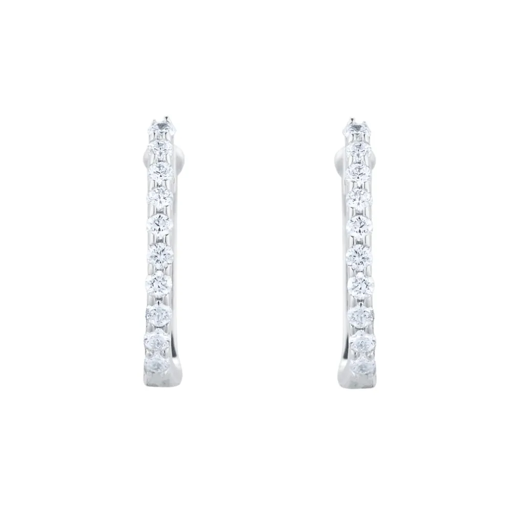 Roberto Coin The Perfect Diamond Hoop 18ct White Gold 0.20ct Diamond Huggie Hoop Earrings
