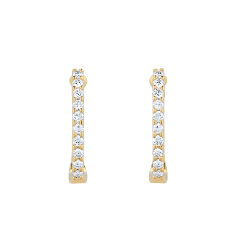 Roberto Coin The Perfect Diamond Hoop 18ct Yellow Gold 0.20ct Diamond Huggie Hoop Earrings