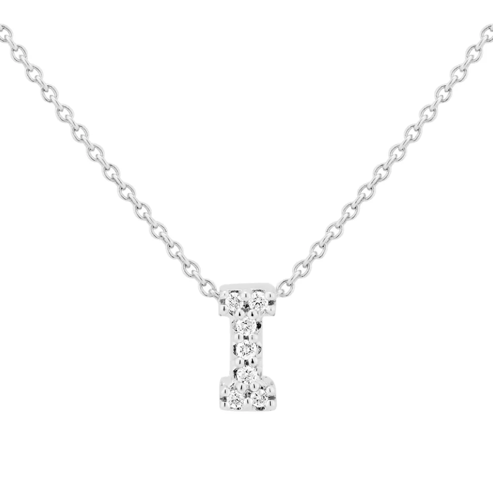 Roberto Coin Tiny Treasures 18ct White Gold 0.03ct Love Letter I Necklaces