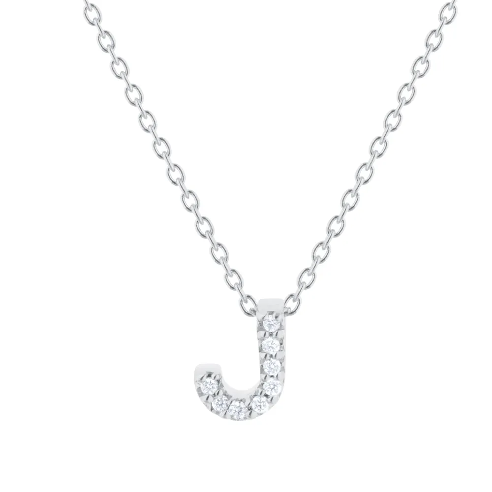 Roberto Coin Tiny Treasures 18ct White Gold 0.04ct Love Letter J Necklace