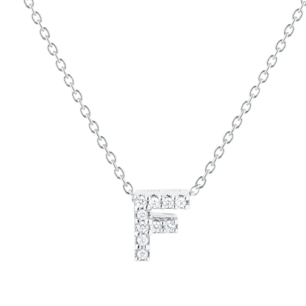 Roberto Coin Tiny Treasures 18ct White Gold 0.05ct Love Letter F Necklaces