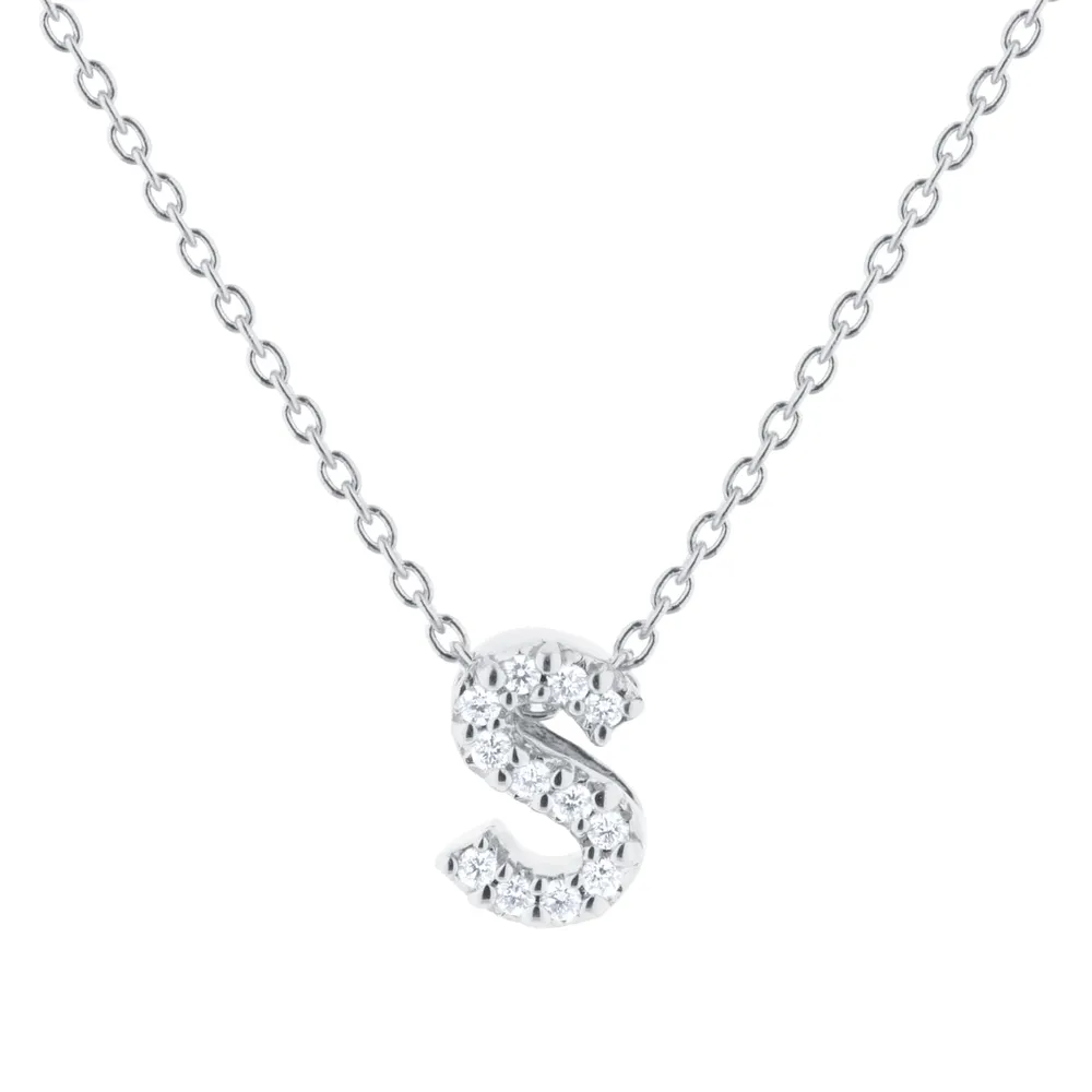 Roberto Coin Tiny Treasures 18ct White Gold 0.05ct Love Letter S Necklace