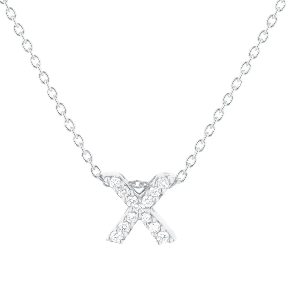 Roberto Coin Tiny Treasures 18ct White Gold 0.05ct Love Letter X Necklaces