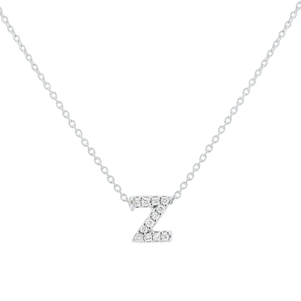 Roberto Coin Tiny Treasures 18ct White Gold 0.05ct Love Letter Z Necklaces