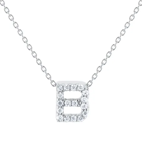 Roberto Coin Tiny Treasures 18ct White Gold 0.06ct Love Letter B Necklaces