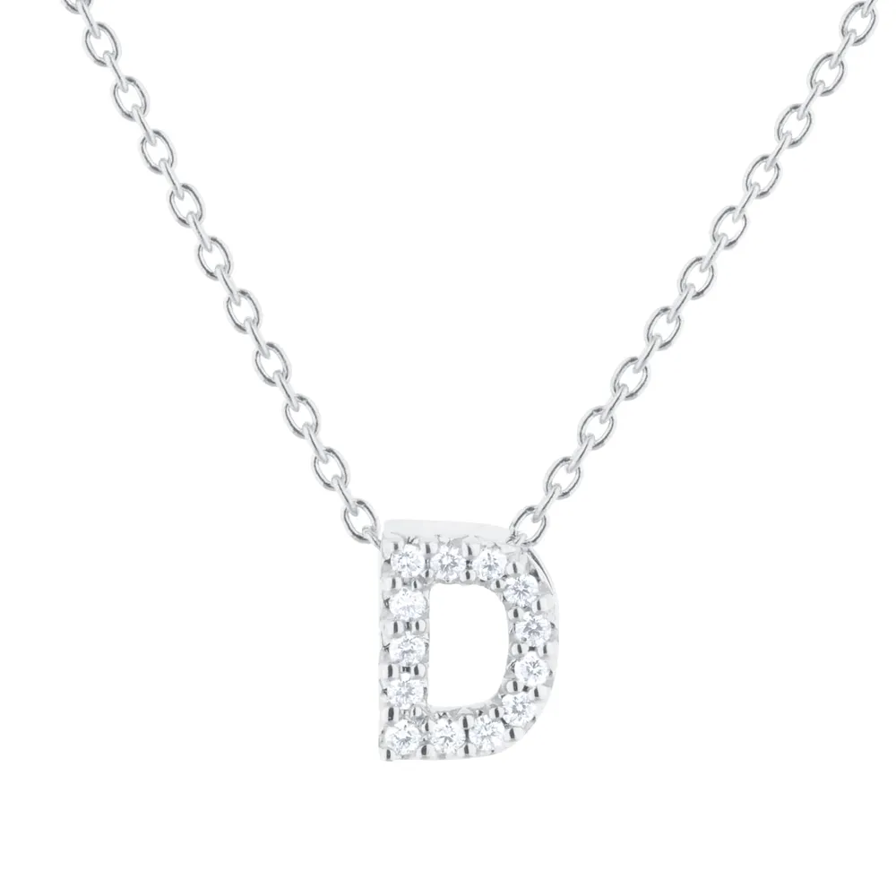 Roberto Coin Tiny Treasures 18ct White Gold 0.06ct Love Letter D Necklaces