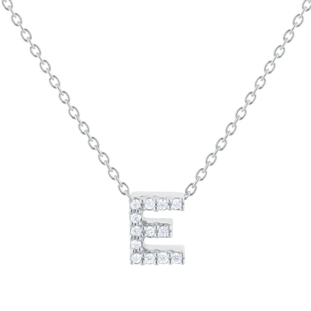 Roberto Coin Tiny Treasures 18ct White Gold 0.06ct Love Letter E Necklace