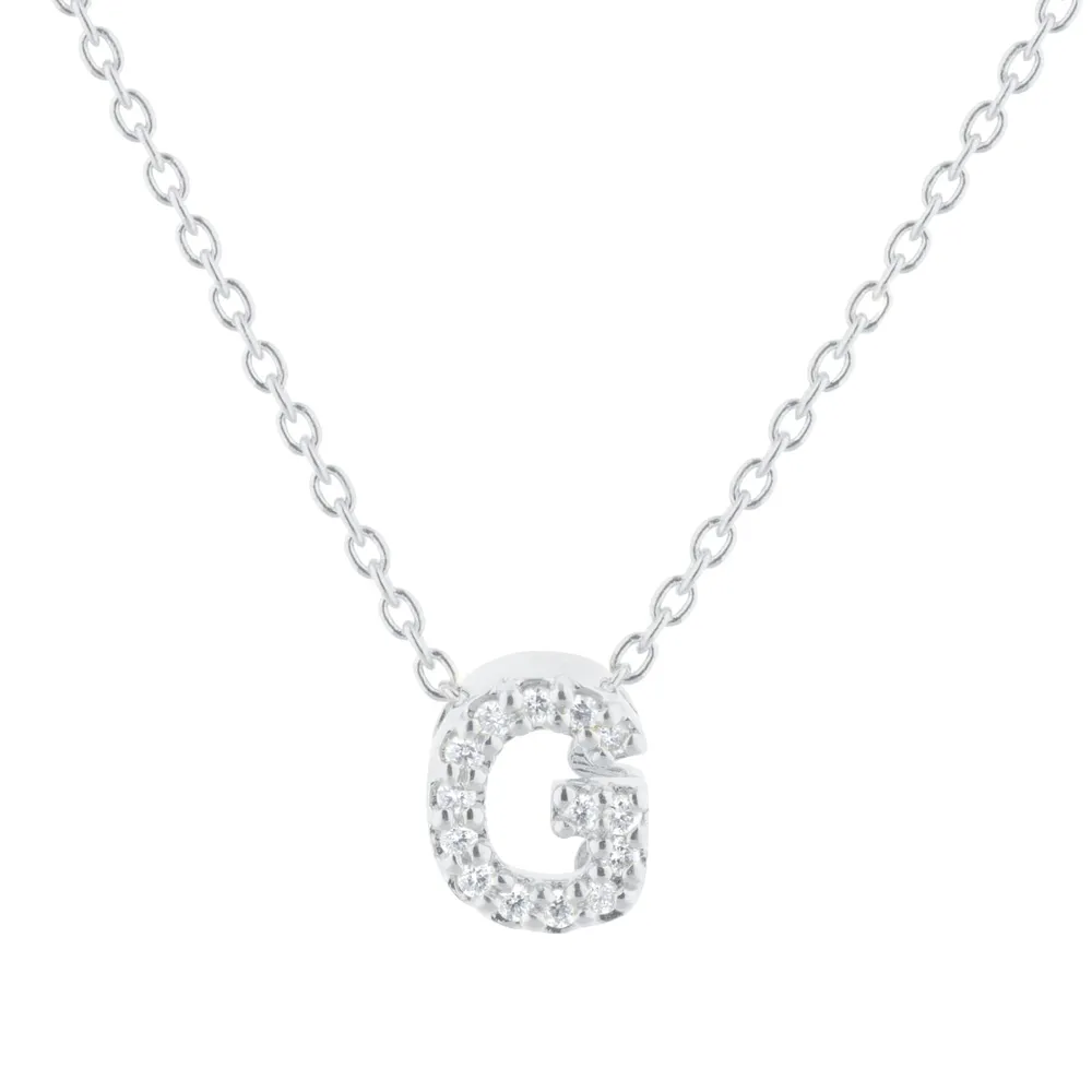 Roberto Coin Tiny Treasures 18ct White Gold 0.06ct Love Letter G Necklaces