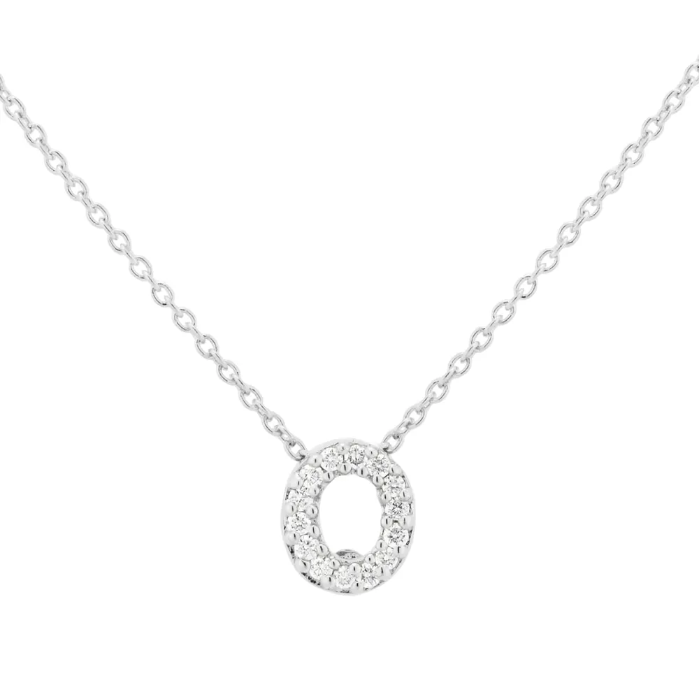 Roberto Coin Tiny Treasures 18ct White Gold 0.06ct Love Letter O Necklaces