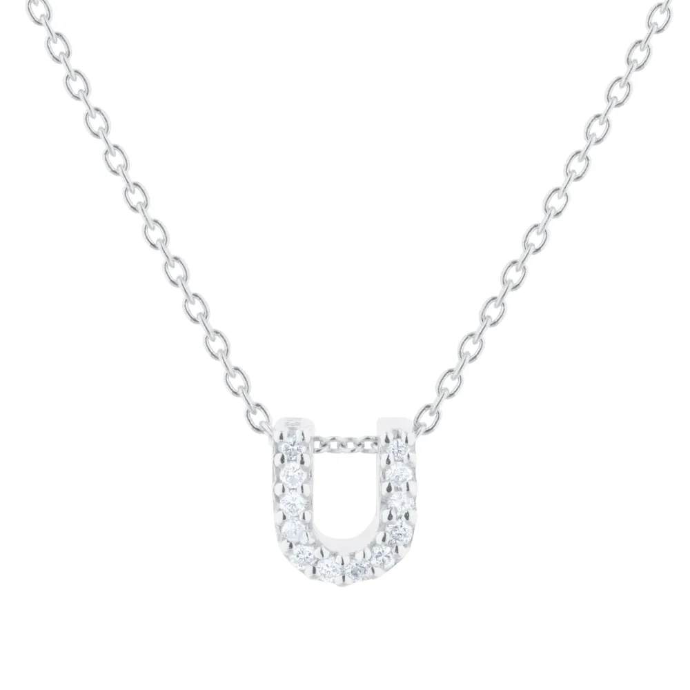 Roberto Coin Tiny Treasures 18ct White Gold 0.06ct Love Letter U Necklaces