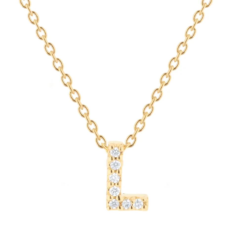 Roberto Coin Tiny Treasures 18ct Yellow Gold 0.03ct Love Letter L Necklace