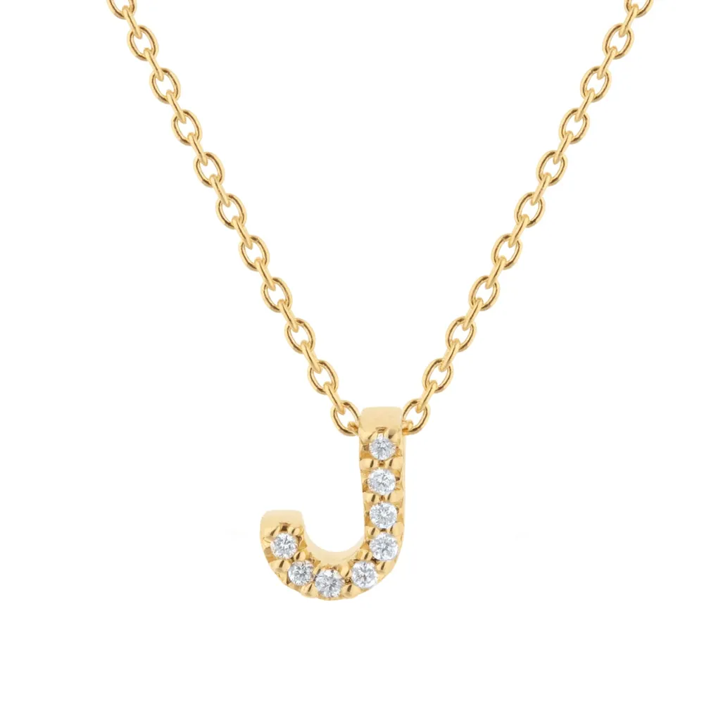 Roberto Coin Tiny Treasures 18ct Yellow Gold 0.04ct Love Letter J Necklace