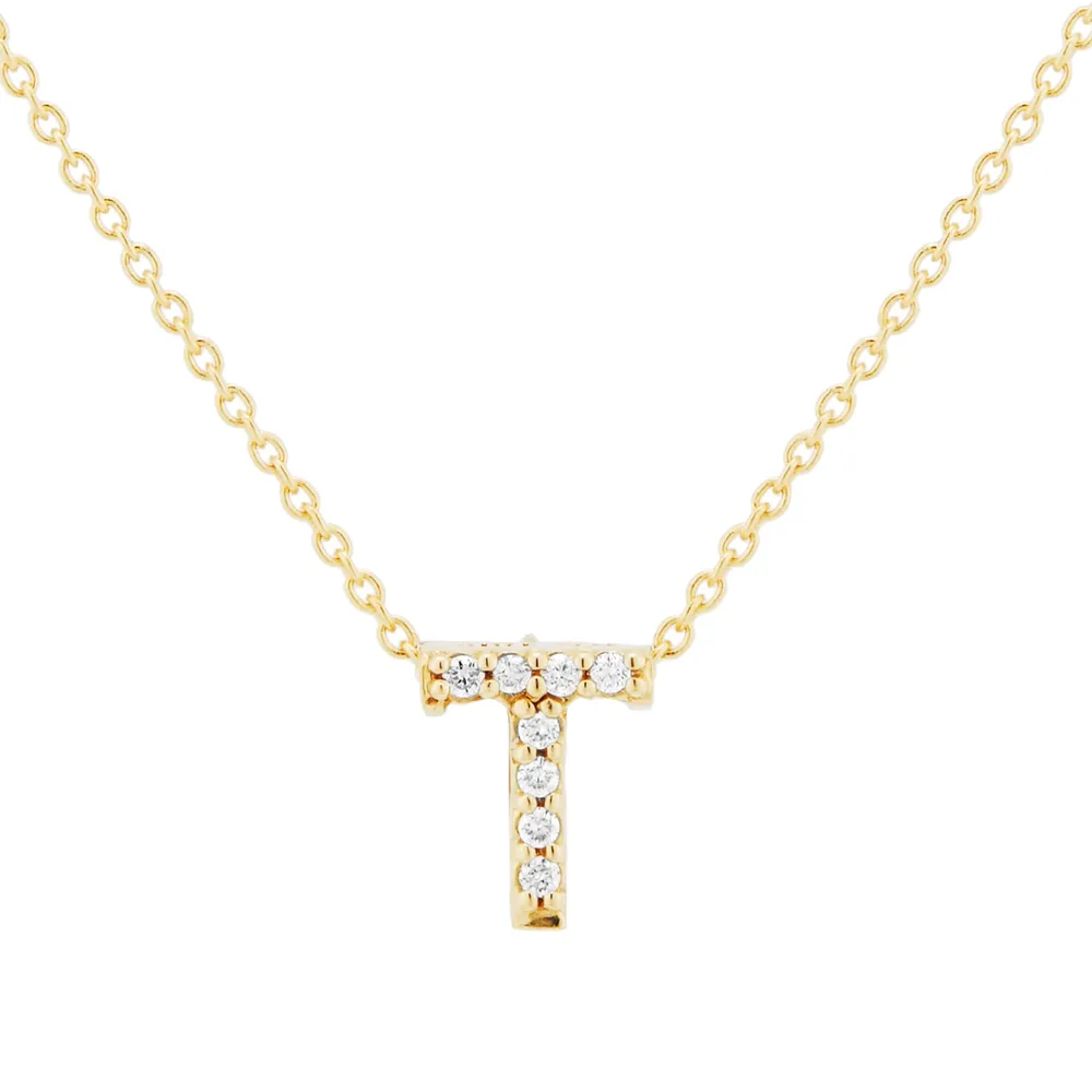 Roberto Coin Tiny Treasures 18ct Yellow Gold 0.04ct Love Letter T Necklaces