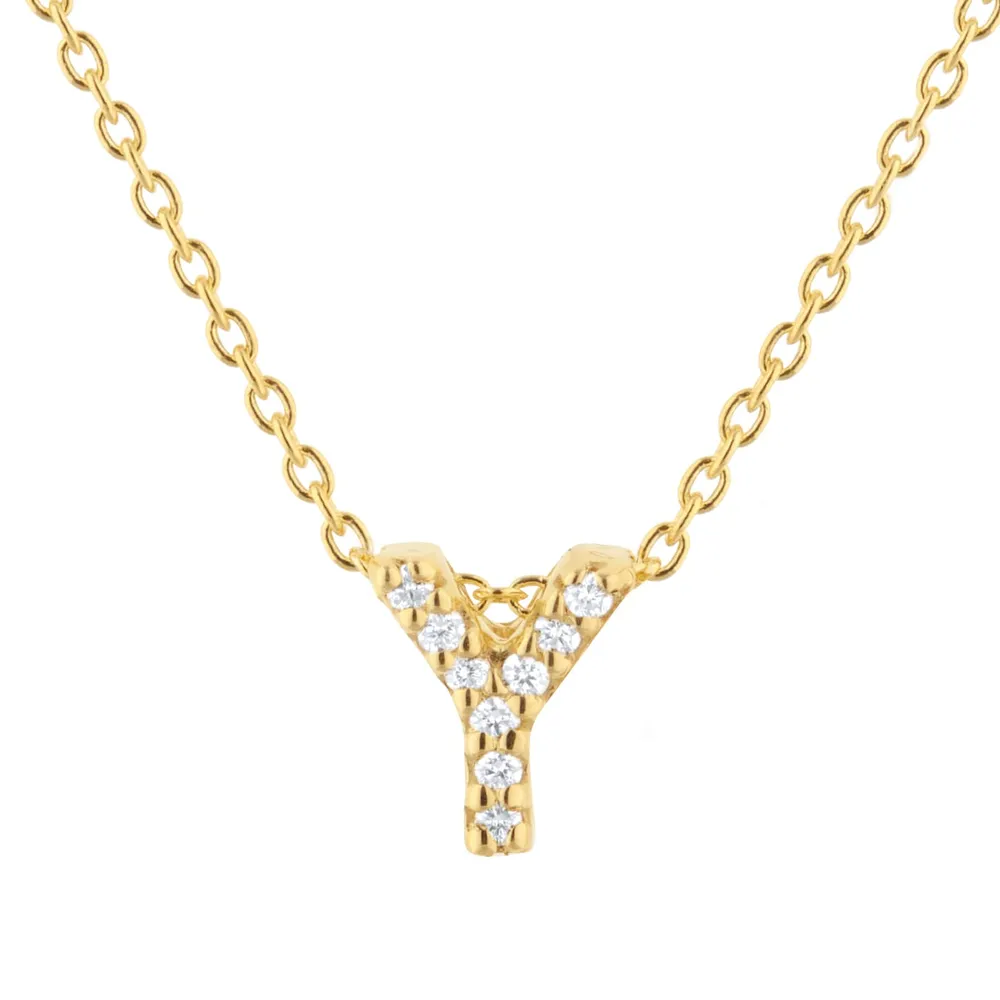 Roberto Coin Tiny Treasures 18ct Yellow Gold 0.04ct Love Letter Y Necklaces
