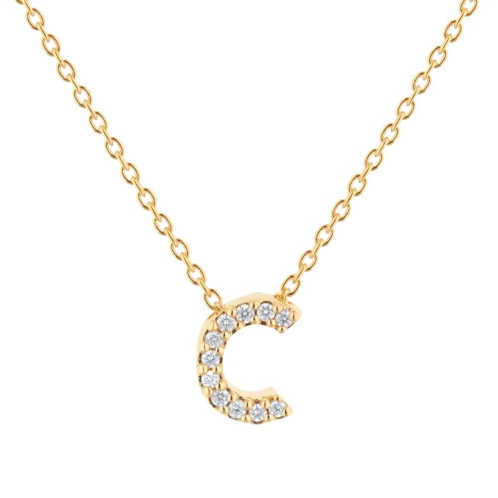 Roberto Coin Tiny Treasures 18ct Yellow Gold 0.05ct Love Letter C Necklace