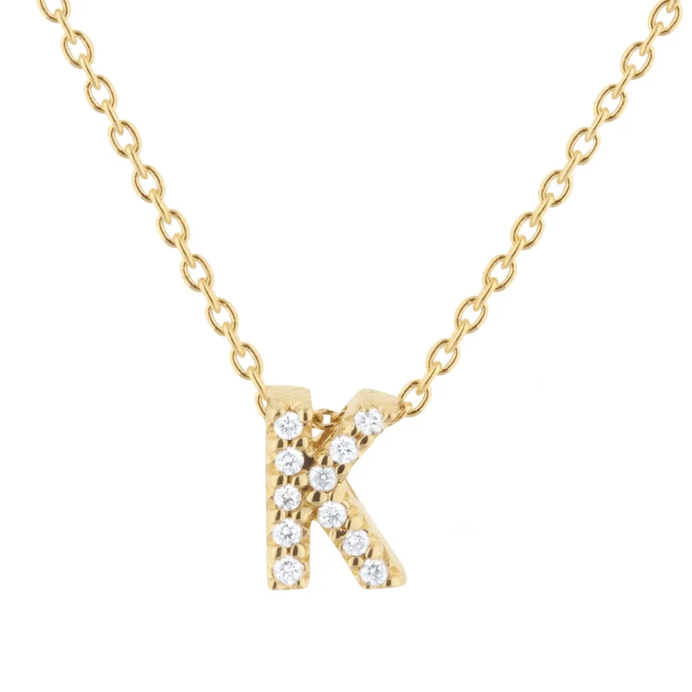 Roberto Coin Tiny Treasures 18ct Yellow Gold 0.05ct Love Letter K Necklaces