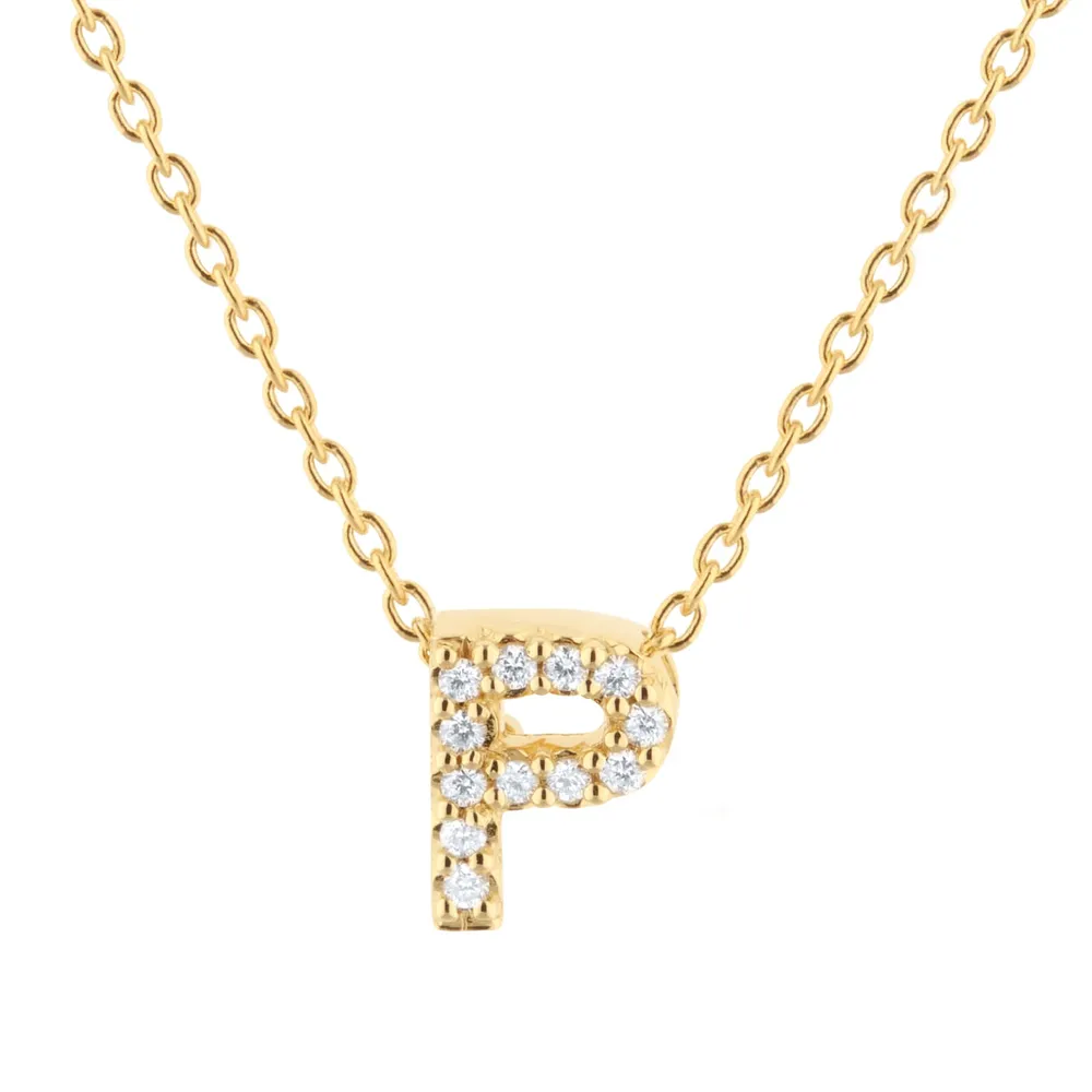 Roberto Coin Tiny Treasures 18ct Yellow Gold 0.05ct Love Letter P Necklaces