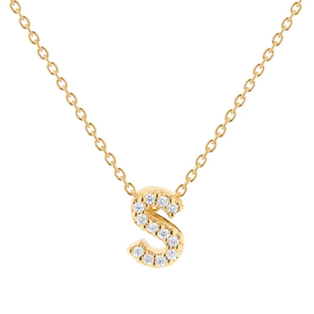 Roberto Coin Tiny Treasures 18ct Yellow Gold 0.05ct Love Letter S Necklace
