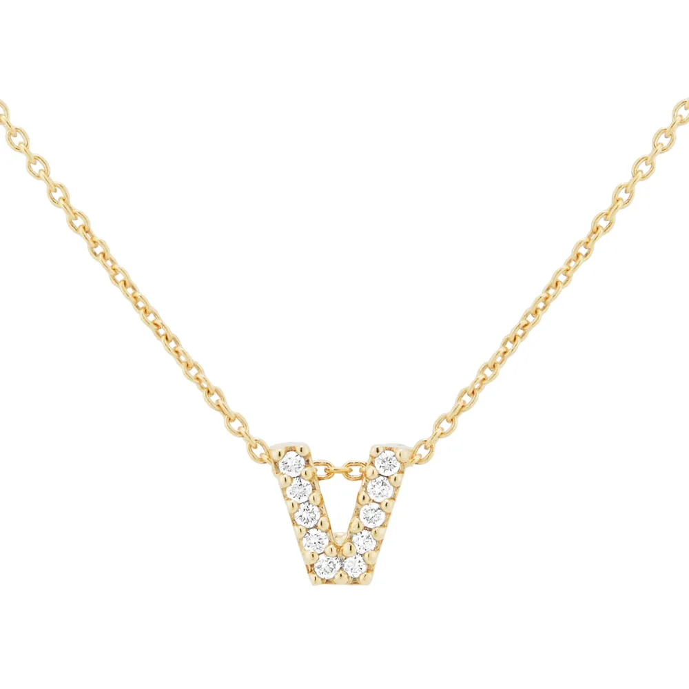 Roberto Coin Tiny Treasures 18ct Yellow Gold 0.05ct Love Letter V Necklaces