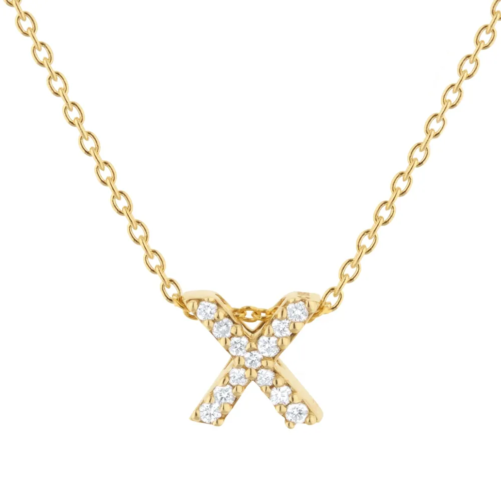 Roberto Coin Tiny Treasures 18ct Yellow Gold 0.05ct Love Letter X Necklaces