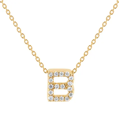 Roberto Coin Tiny Treasures 18ct Yellow Gold 0.06ct Love Letter B Necklaces