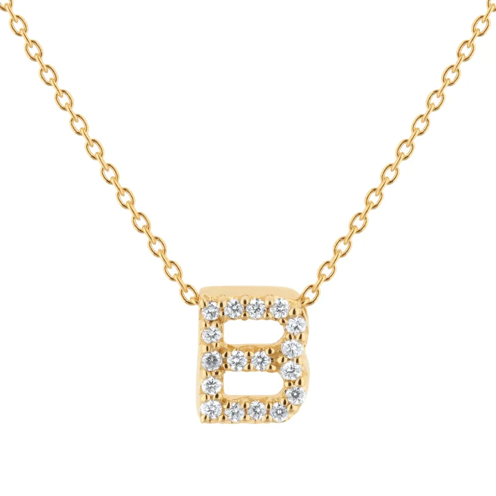 Roberto Coin Tiny Treasures 18ct Yellow Gold 0.06ct Love Letter B Necklaces