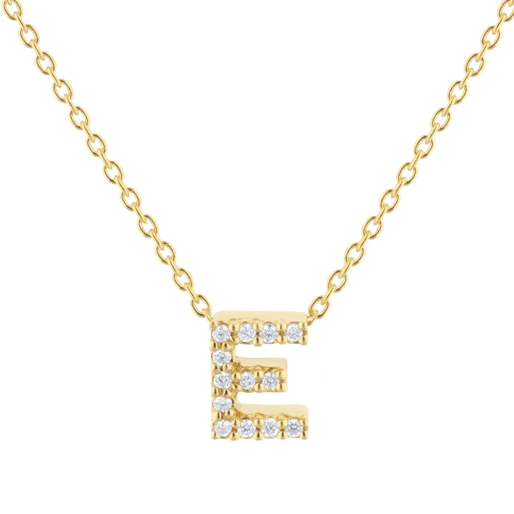 Roberto Coin Tiny Treasures 18ct Yellow Gold 0.06ct Love Letter E Necklace