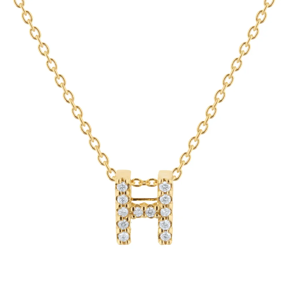 Roberto Coin Tiny Treasures 18ct Yellow Gold 0.06ct Love Letter H Necklace
