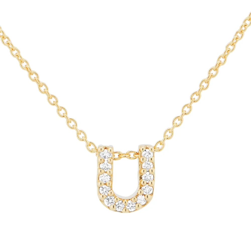 Roberto Coin Tiny Treasures 18ct Yellow Gold 0.06ct Love Letter U Necklaces